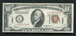 Fr.  2303 1934 - A $10 Ten Dollars “hawaii” Frn Federal Reserve Note Very Fine,  (c)