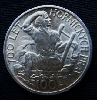 1949 Czechoslovakia Silver Coin 100 Korun Unc 700th Anniversary Jihlava