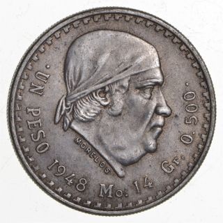 Silver - World Coin - 1948 Mexico 1 Peso - 14 Grams - World Silver Coin 126