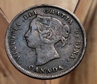 1892 Canada Queen Victoria 5 Cents Silver Coin