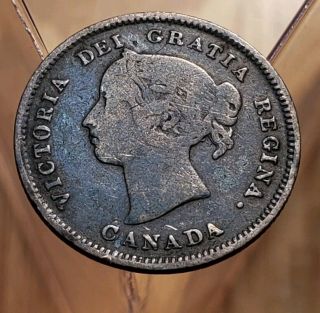 1885 Canada Queen Victoria 5 Cents Silver Coin