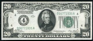 Fr.  2050 - D 1928 $20 Frn Federal Reserve Note “numerical Gold On Demand” Unc
