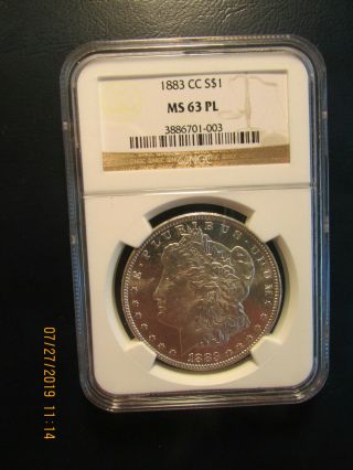 1883 Cc Morgan Silver Dollar Ngc Ms 63 Pl.