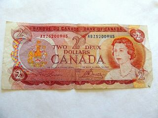 1974 Canadian Two ($2) Dollar Note