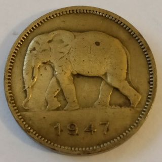 Belgium Congo 2 Franc 1947 Colonial Coins