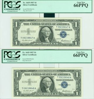 1957 $1 Silver Certificate Pcgs 66ppq Gem Notes 1 Per Order