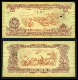 Vietnam Nlf 1963 Vietcong Banknote 50 Dong Pr8 Td - 048189 See Scans