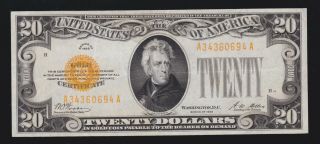 Us 1928 $20 Gold Certificate Fr 2402 Vf - Xf (- 694)