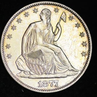 1877 - S Seated Liberty Half Dollar Choice Au,  /unc E321 Kclm