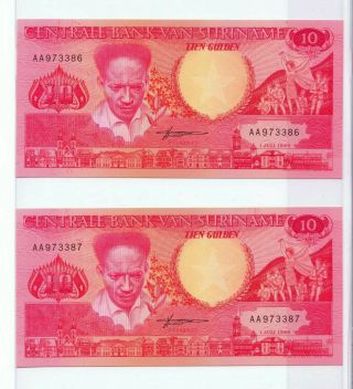 Suriname 10 Gulden 1 - 7 - 1986 Unc
