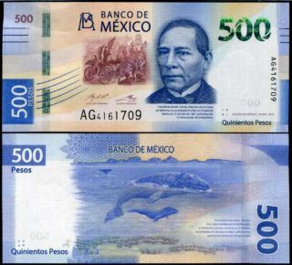 Mexico 500 Pesos 2017 / 2018 P Color Design Unc Nr