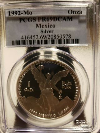 1992 - Mo Mexico 1 Oz Onza Proof Silver Libertad Coin - Pcgs Pr 69 Dcam