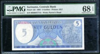 Suriname 5 Gulden 1982 P 125 Gem Unc Pmg 68 Epq Champion