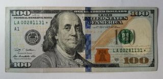 $100 Star Note One Hundred Dollar Bill 2009a Low Serial Number La00281131