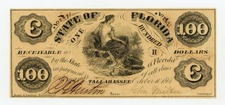 1861 Cr.  2 $100 The State Of Florida Note - Civil War Era Cu