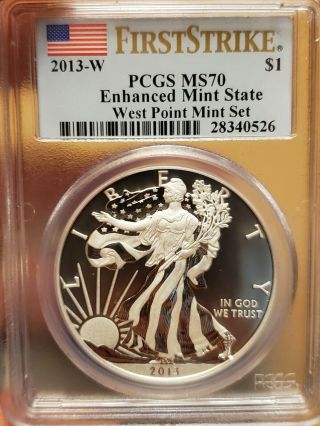 2013 - W $1 American Silver Eagle Coin Pcgs Ms70 Enhanced State West Point