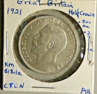 1921 Great Britain Uk King George V Silver Half Crown Coin Km 818.  1a