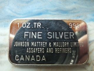 1974 Johnson Matthey & Mallory 1 Oz Silver (no Date - No Serial) Rarely Seen