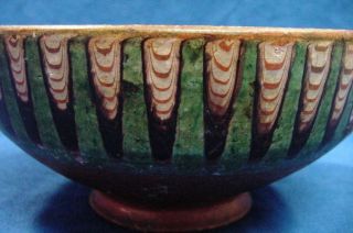 Antique Slipware Bowl Glazed Earthenware Ethnic Pottery Central European 2