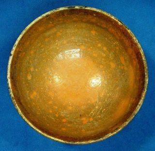 Antique Slipware Bowl Glazed Earthenware Ethnic Pottery Central European 3