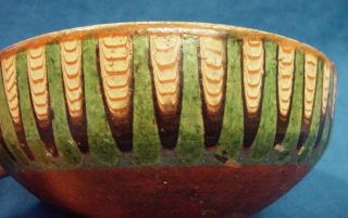 Antique Slipware Bowl Glazed Earthenware Ethnic Pottery Central European 6