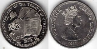 British Gibraltar 2013 Treaty Of Utrecht Three Pounds Coin - Queen Elizabeth Ii