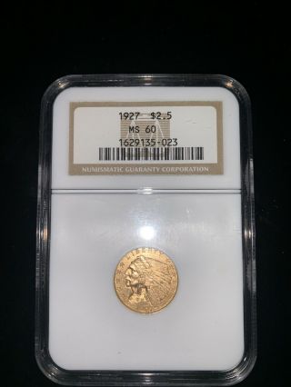 1927 $2.  50 Indian Head Gold Pcgs Ms - 60