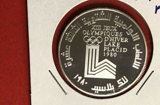 Lebanon - 10 Livres Silver Proof Coin,  Winter Olympic 1980.  In High Geade Con