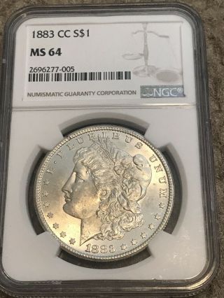 1883 Cc Morgan Silver Dollar Ngc Ms - 64