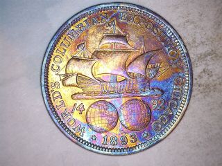 1893 Columbian Expo Half Dollar // 90 Silver // Spectacular Toning