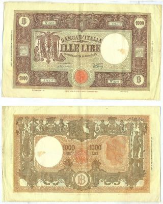 Italy Note 1000 Lire 18.  01.  1947 P 72c Vf,