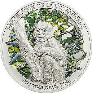 Central African Republic 2013 Piliocolobus Foai - Monkey 20 G Silver Proof Coin