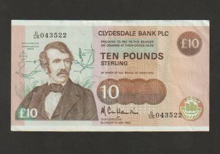 Scotland,  10 Pounds Banknote,  7.  5.  1988,  Very Fine,  Cat 214 " Livingston