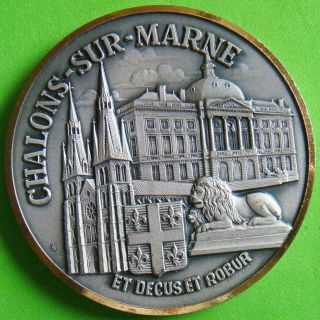 Châlons - En - Champagne Notre - Dame - En - Vaux & City Hall Lion Silvered Bronze Medal