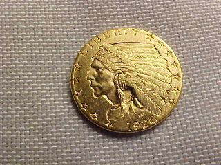 U S 1926 Indian 2 1/2 Dollar Gold Coin Quarter Eagle