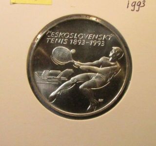 1993 Czech 500 Korun Silver Bu Coin Tennis Assoc Czechoslovakia Cfsr Slovakia
