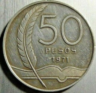 Uruguay Pattern 50 Pesos 1971.  Silver.  Chile
