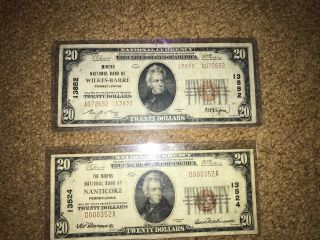 1929 $20 The Second National Bank Of Wilkes Barre Pa National Currency Includes2
