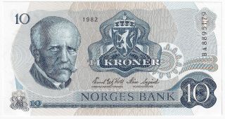 Norges Bank Norway 10 Kroner 1982 Issue Pick 36c Foreign World Banknote