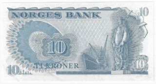 Norges Bank Norway 10 Kroner 1982 Issue Pick 36c Foreign World Banknote 2
