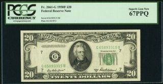 Fr.  2061 - G $20 1950b Federal Reserve Note Pcgs Gem 67ppq