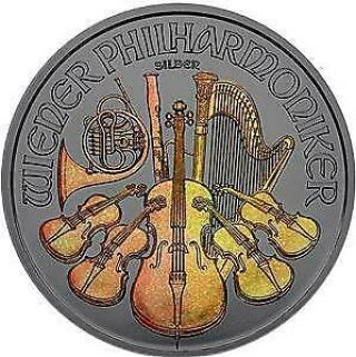 Austria 2018 Wiener Philharmoniker 1 Oz Gold Hologram Finish Silver Coin
