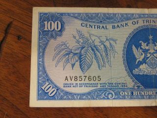 1964 One Hundred Dollar $100.  00 Note Central Bank of Trinidad and Tobago MD - 4 3