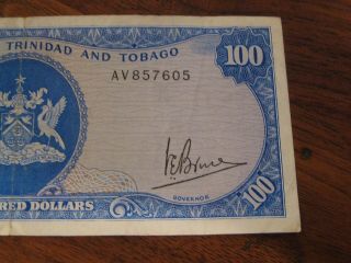 1964 One Hundred Dollar $100.  00 Note Central Bank of Trinidad and Tobago MD - 4 5