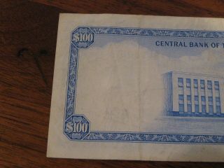 1964 One Hundred Dollar $100.  00 Note Central Bank of Trinidad and Tobago MD - 4 6