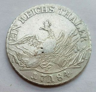 1784 - A German States Prussia 1 Thaler Taler Au World Silver Coin - Friedrich Ii