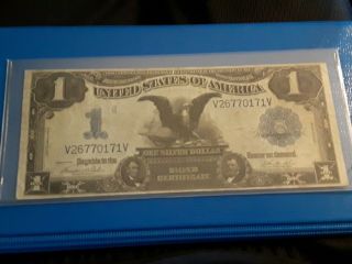 1899 Circulated Large One Dollar $1 Black Eagle Silver Certificate Note