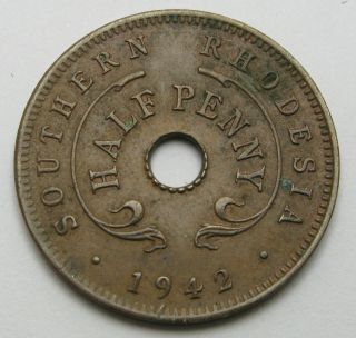 Southern Rhodesia 1/2 Penny 1942 - Bronze - George Vi.  - Xf - 2581