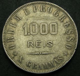 Brazil 1000 Reis 1911 - Silver - F - 2496