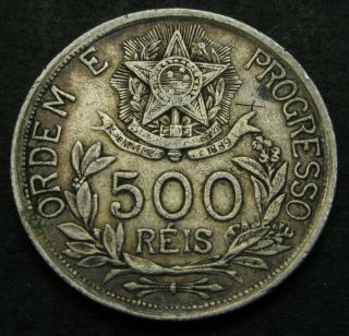 Brazil 500 Reis 1912 - Silver - F - 2490